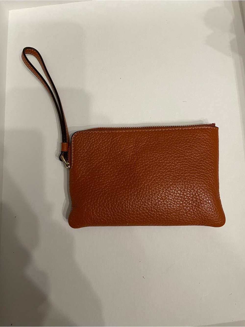 COACH Pebbled Leather Wristlet in Saddle/Rust Brown - Picture 4 of 6
